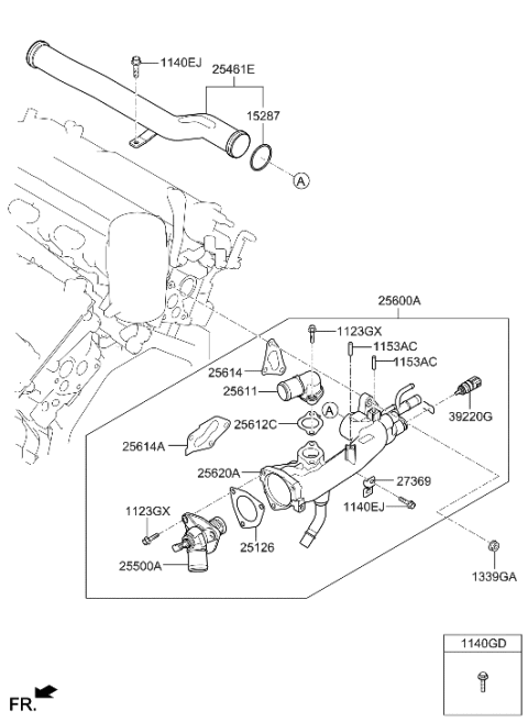 2020 Hyundai Palisade Housing Assembly-THERMOSTAT Diagram for 25620-3L380