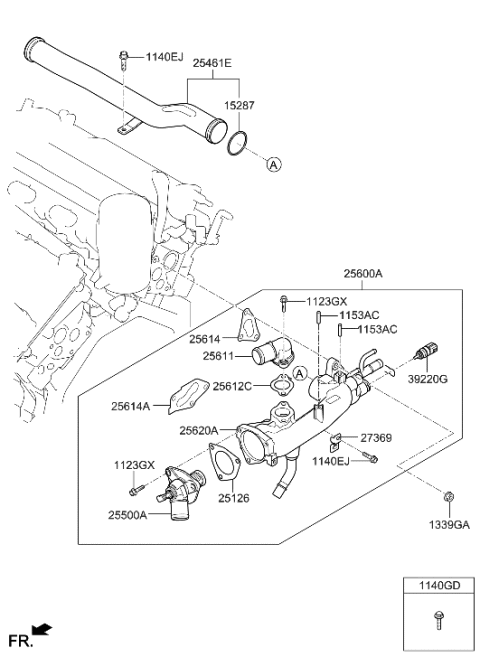 2021 Hyundai Palisade Coolant Pipe & Hose Diagram