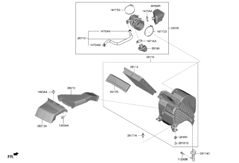2002 Hyundai XG350 Hose Assembly-Air Intake Diagram for 28130-S8200