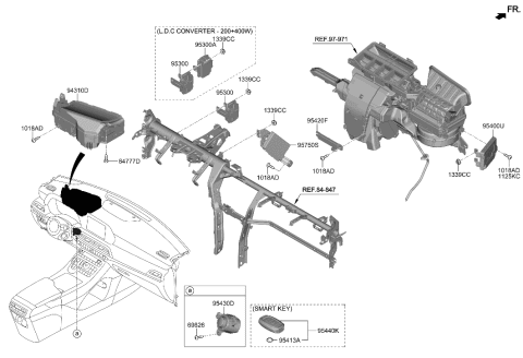 2021 Hyundai Palisade Smart Key Fob Diagram for 95440-S8310