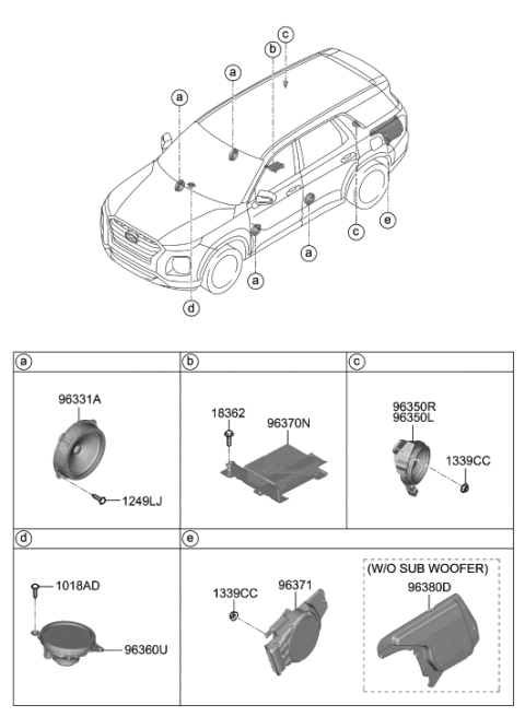 2022 Hyundai Palisade Blanking Cover-Sub Woofer Diagram for 96380-S8500