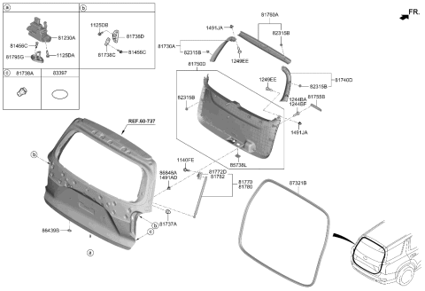 2021 Hyundai Palisade Cover-Power Tail Gage Diagram for 81716-S8000-WDN