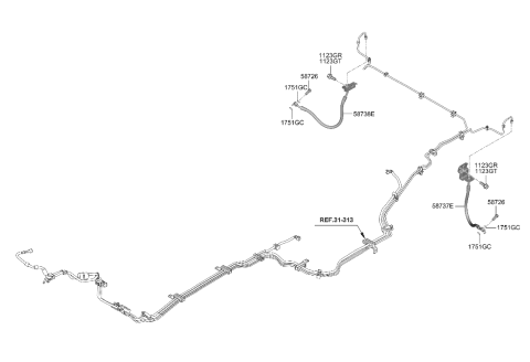 2020 Hyundai Palisade Hose-Rear Wheel LH Diagram for 58737-S8000
