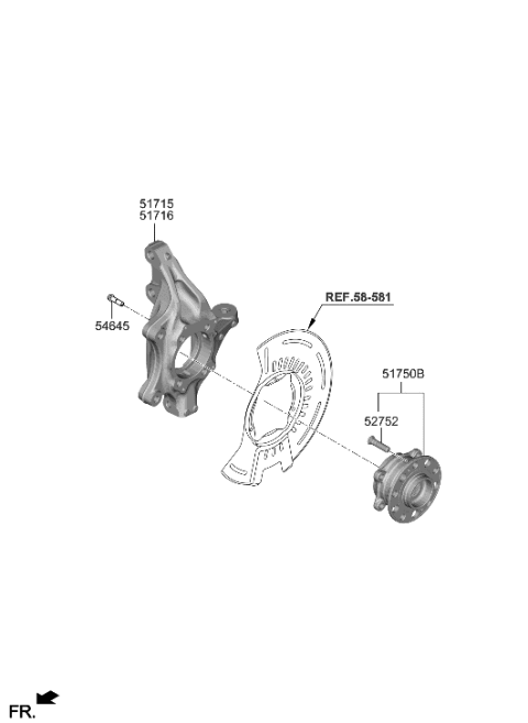 2020 Hyundai Palisade Knuckle-Front Axle,LH Diagram for 51710-S9000