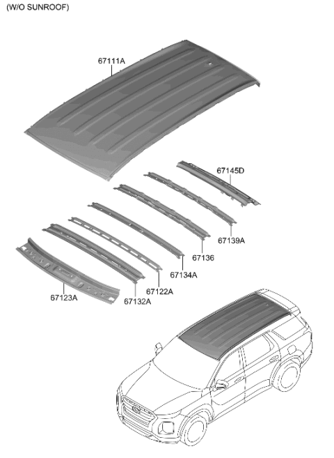 2021 Hyundai Palisade Rail Assembly-Roof FR LWR Diagram for 67123-S8000
