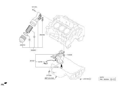 2022 Hyundai Palisade Front Case & Oil Filter Diagram