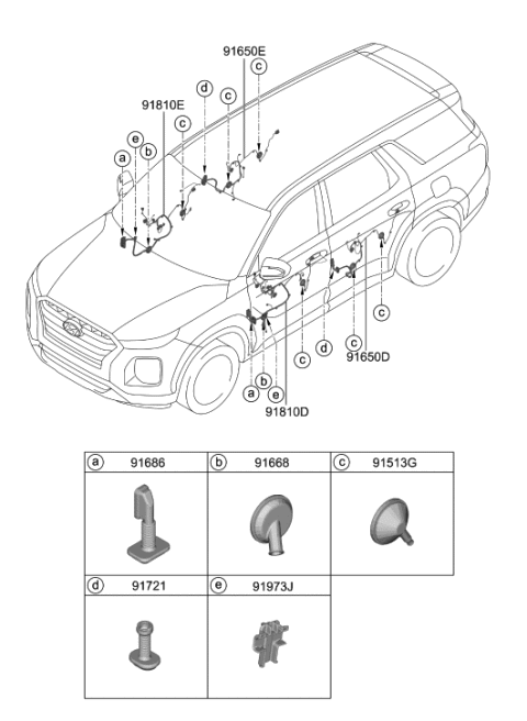 2021 Hyundai Palisade WIRING ASSY-FR DR(PASS) Diagram for 91611-S8010