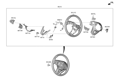 2020 Hyundai Palisade Steering Wheel Body Diagram for 56111-S1100-WDN