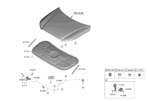 2020 Hyundai Palisade Lifter-Hood Diagram for 81161-S8000