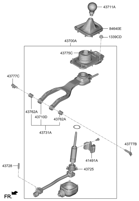 2019 Hyundai Genesis G70 Shift Lever Control (MTM) Diagram