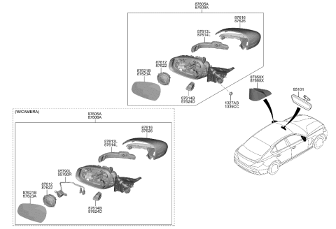 2021 Hyundai Genesis G70 Camera Assembly-Side View,LH Diagram for 95790-G9000