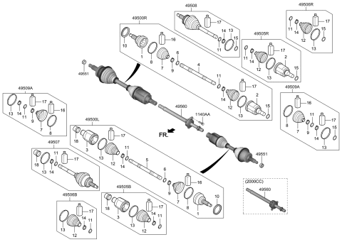2023 Hyundai Genesis G80 Joint & Shaft Kit-Front Axle W Diagram for 49526-J5100