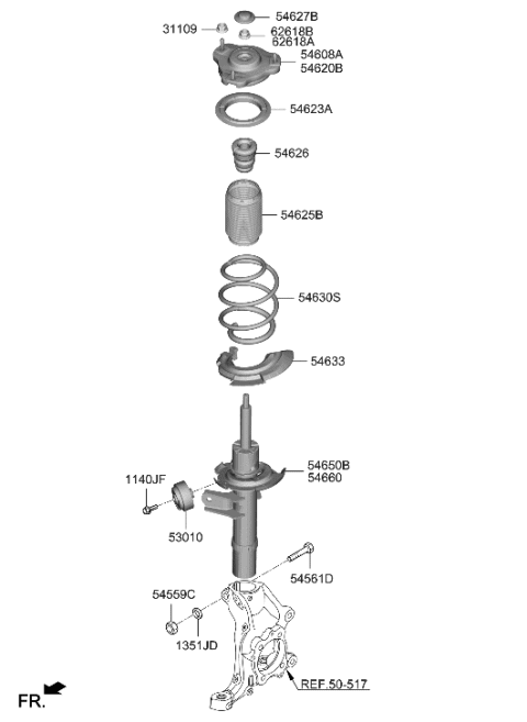 2019 Hyundai Genesis G70 Front Spring & Strut Diagram 1