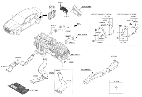 2019 Hyundai Genesis G70 Duct-Rear Heating,RH Diagram for 97370-G9500