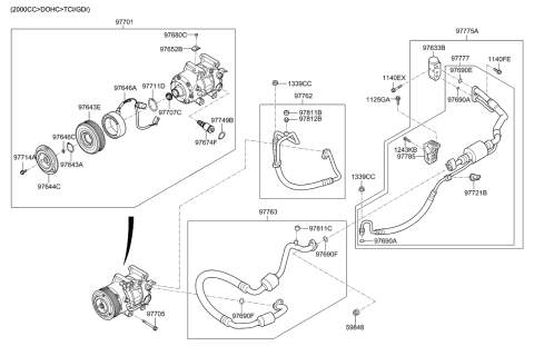 2018 Hyundai Elantra GT Disc & Hub Assembly-A/C Compressor Diagram for 97644-F6000