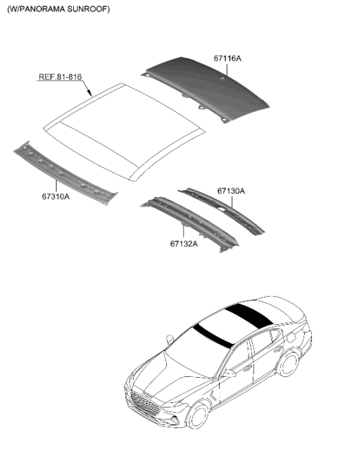 2020 Hyundai Genesis G70 Roof Panel Diagram 2