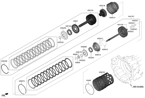 2012 Hyundai Sonata Hybrid Hub-O/D Clutch Diagram for 45577-4J500