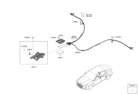 2021 Hyundai Genesis G70 Cable Assembly-Parking Brake,RH Diagram for 59770-G9200