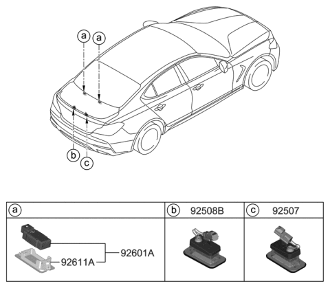 2020 Hyundai Genesis G70 License Plate & Interior Lamp Diagram