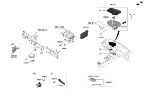 2021 Hyundai Genesis G70 Smart Key Antenna Assembly Diagram for 95420-J5100