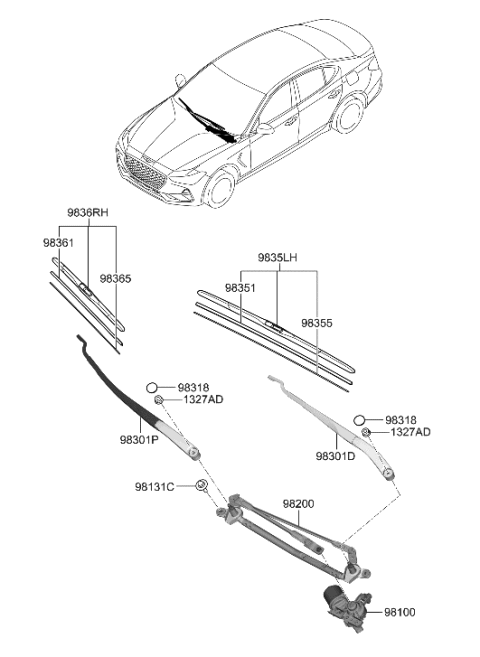 2019 Hyundai Genesis G70 Windshield Wiper Diagram