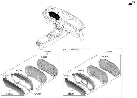 2018 Hyundai Elantra GT Cluster Assembly-Instrument Diagram for 94011-G9400