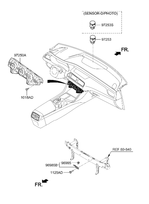 2012 Hyundai Sonata Hybrid Heater Control Assembly Diagram for 97250-G9010-VCA