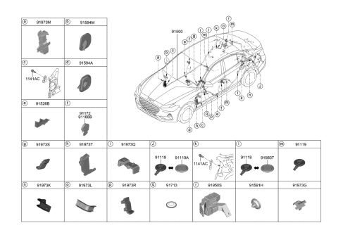 2021 Hyundai Genesis G70 Sub Junction Block Diagram for 91955-G9210