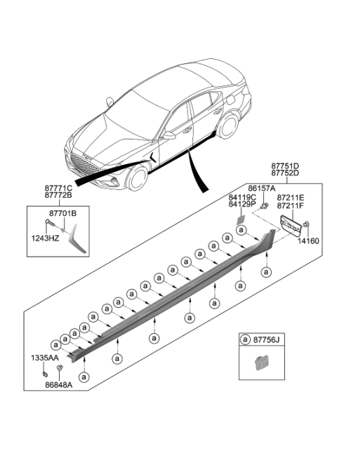 2020 Hyundai Genesis G70 Garnish Assembly-Fender RH Diagram for 87772-G9000