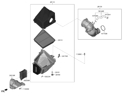 2020 Hyundai Genesis G70 Cleaner Assembly-Air Diagram for 28110-J5100