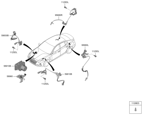 2012 Hyundai Sonata Hybrid Brake Hydraulic Unit Assembly Diagram for 58920-G9230