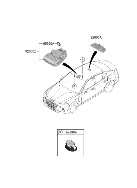 2019 Hyundai Genesis G70 Lamp Assembly-Vanity Diagram for 92890-3N020-NNB