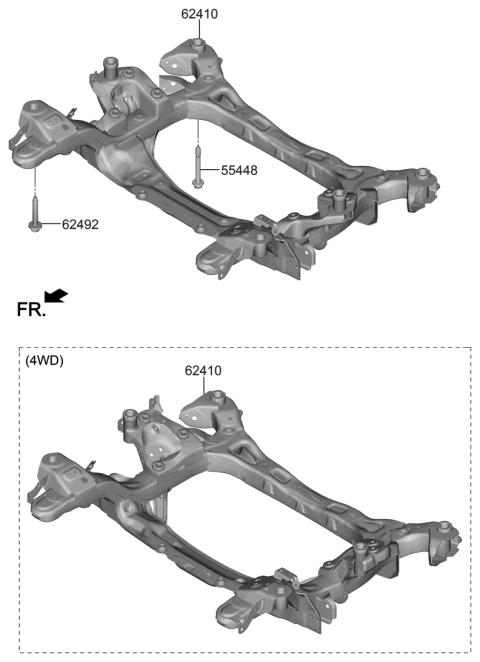 2012 Hyundai Sonata Hybrid Crossmember Assembly-Front Diagram for 62410-J5000