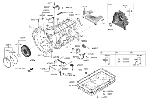 2019 Hyundai Genesis G70 Transaxle Mounting Bracket Assembly Diagram for 45210-47300