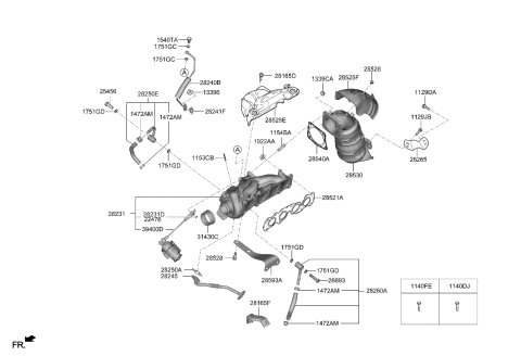 2019 Hyundai Genesis G70 Pipe-Oil Feed Diagram for 28240-2CTA1