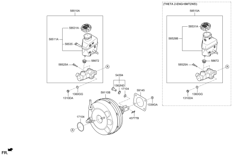 2019 Hyundai Genesis G70 Cylinder Assembly-Brake Master Diagram for 58510-J5010