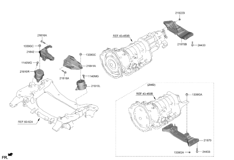 2012 Hyundai Sonata Hybrid Engine Mounting Bracket Assembly,Left Diagram for 21850-J5600
