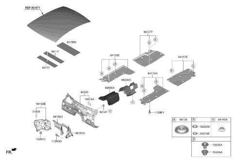 2020 Hyundai Genesis G70 Partition Assembly-Engine Room Lower,LH Diagram for 84191-G9400