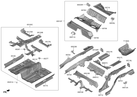 2019 Hyundai Genesis G70 Member Assembly-Rear Floor Side,LH Diagram for 65710-G9000