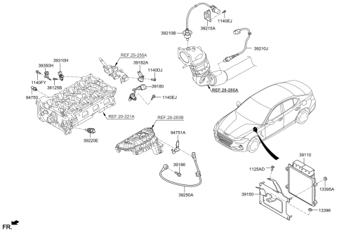 2023 Hyundai Genesis G80 Sensor-Camshaft Position Diagram for 39350-2G000