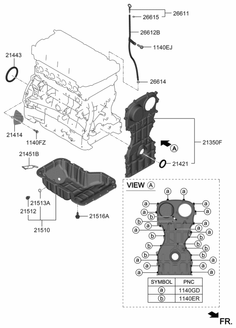 2021 Hyundai Genesis G70 Belt Cover & Oil Pan Diagram 4