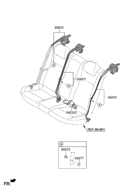2021 Hyundai Genesis G70 Rear Seat Belt Diagram