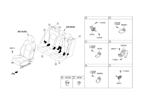 2020 Hyundai Genesis G70 Bracket Assembly-RR Seat LWR Side Diagram for 89752-G9000