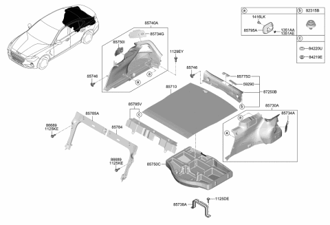 2021 Hyundai Genesis G70 Cover Assembly-Luggage Floor Front Diagram for 85760-G9000-NNB