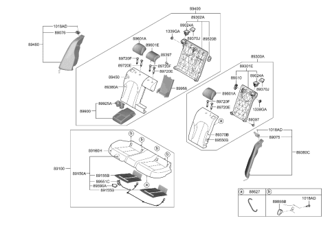 2020 Hyundai Genesis G70 Latch Assembly-Rear Seat,RH Diagram for 89T60-G9000