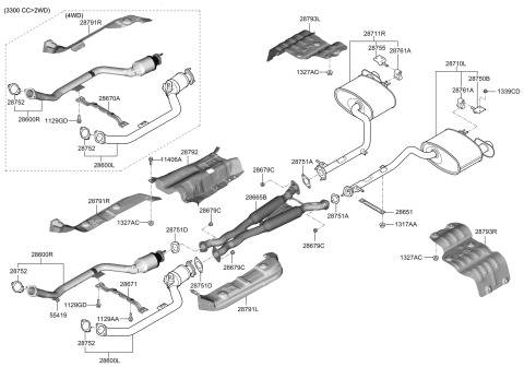 2020 Hyundai Genesis G70 Muffler & Exhaust Pipe Diagram 2