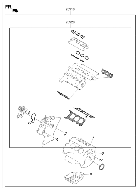 2019 Hyundai Genesis G70 Engine Gasket Kit Diagram 2