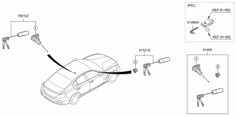 2020 Hyundai Genesis G70 Door Key Sub Set,Left Diagram for 81970-G9A00