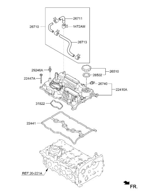 2021 Hyundai Genesis G70 Rocker Cover Diagram 1