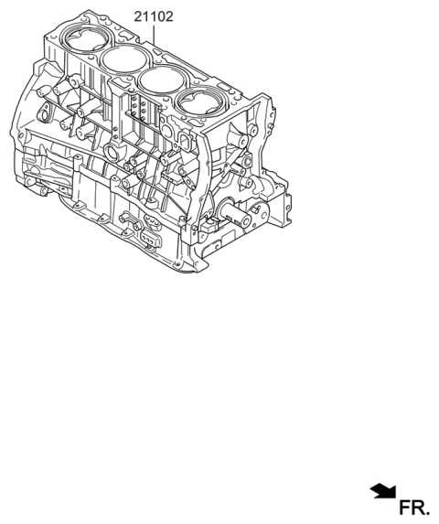 2021 Hyundai Genesis G70 Engine Assembly-Short Diagram for 2U01T-2CA01-A